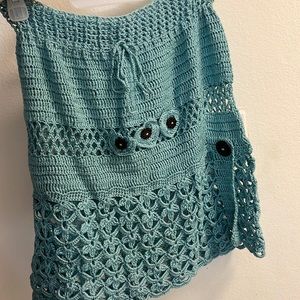 Deluxe crochet skirt color Aquamarine special for beach hand made unique design